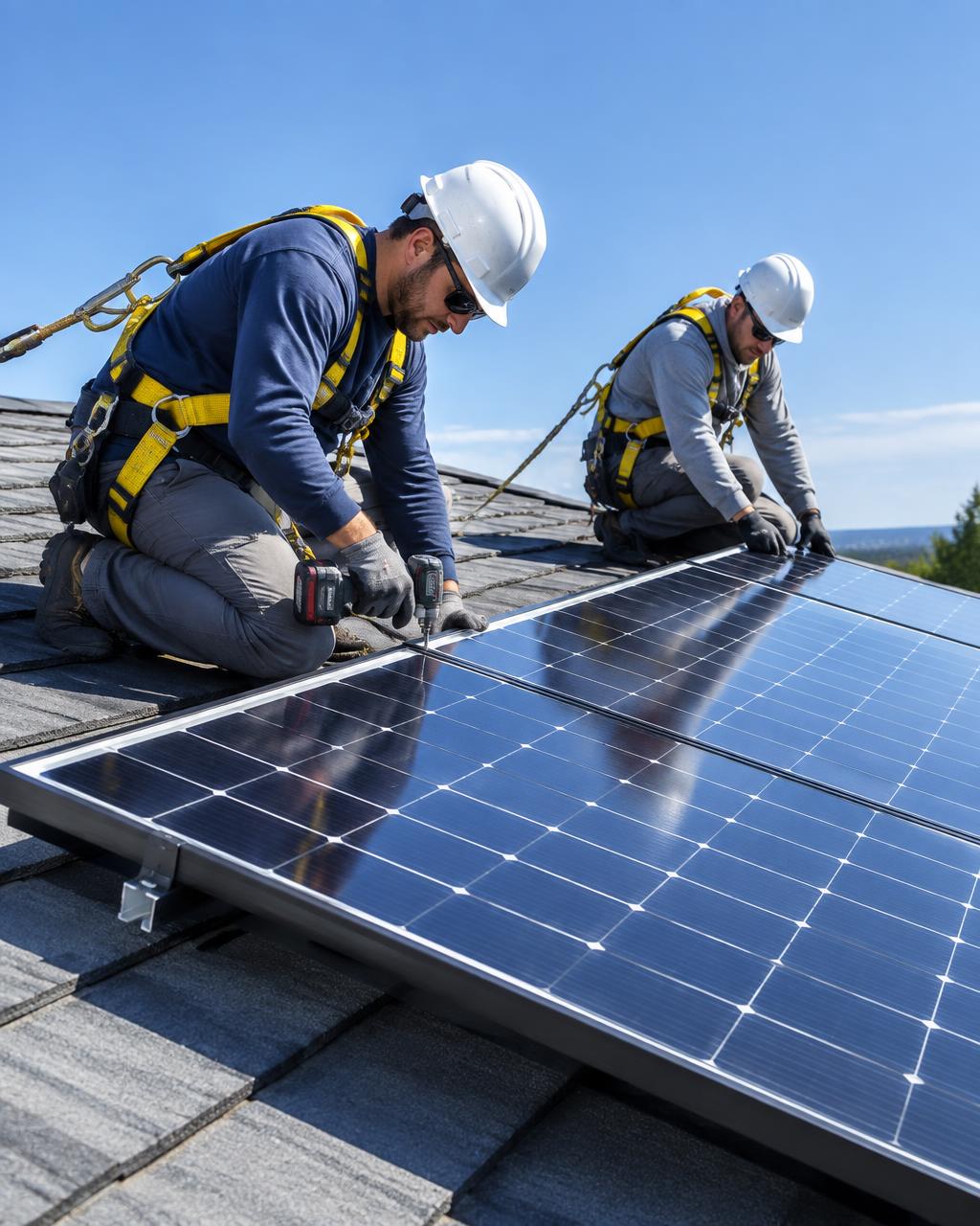 Instalação de painéis solares em telhado